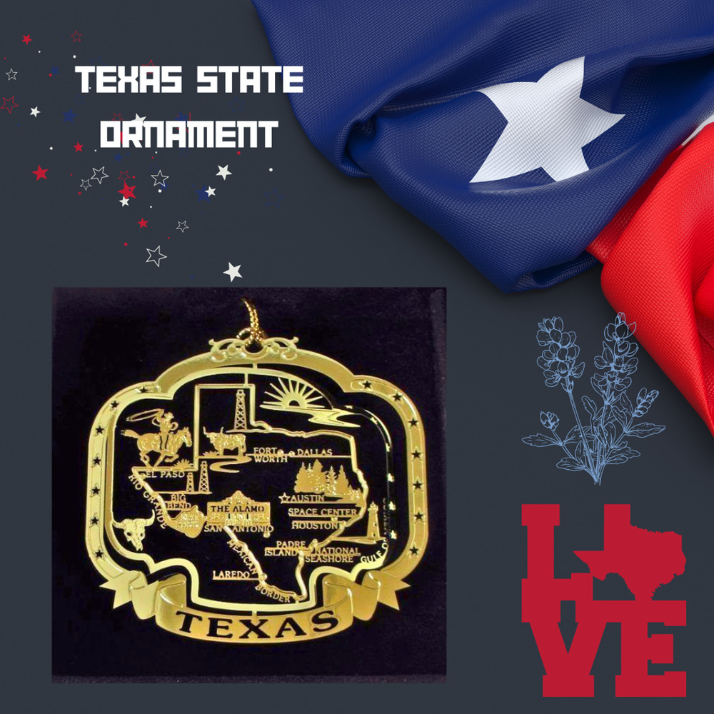 Texas State Landmarks Brass Ornament Travel Souvenir TX Lovers